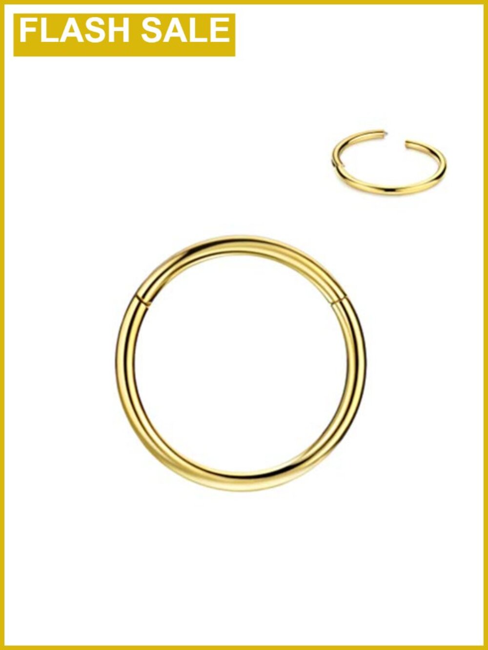 316L Surgical Steel Hinged Nose Ring Hoop 18G 7mm Gold Plated